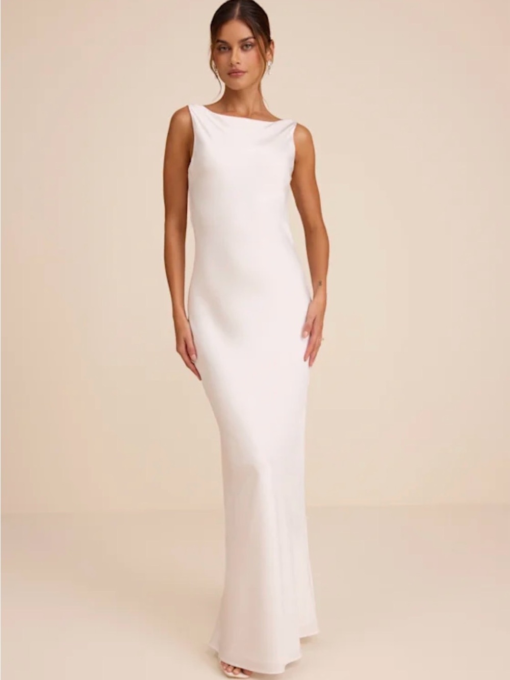 BRIDAL - Lulu's Ivory Sleeveless Maxi Column Dress